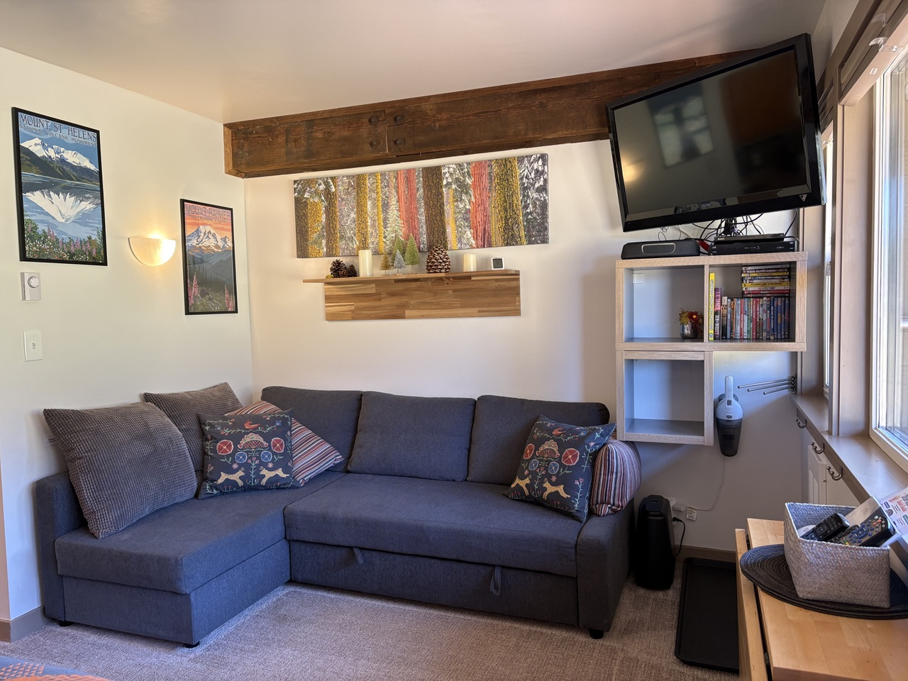 Living area & extra full bed