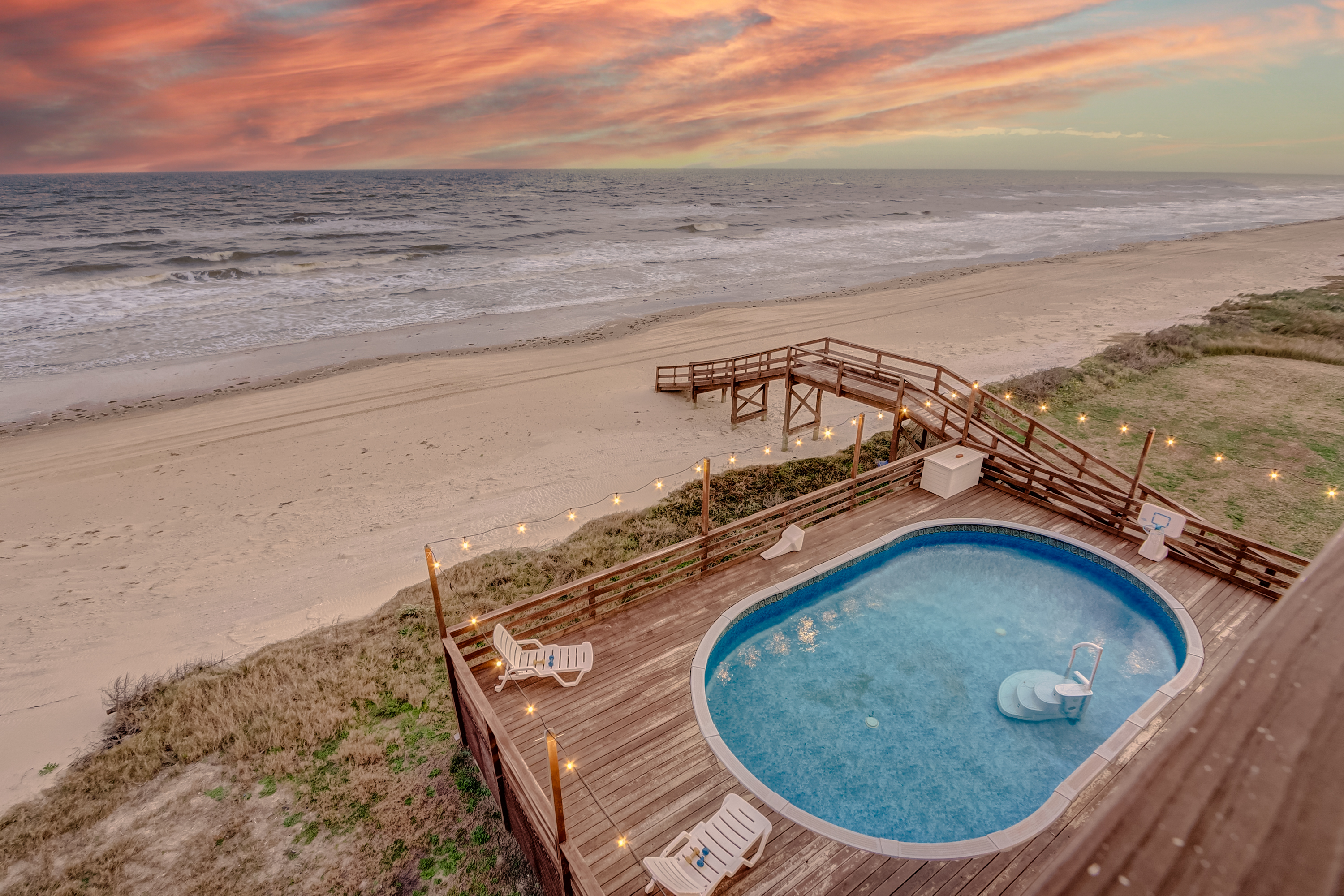 The beachfront (heated) pool on Texas Gulf Coast!