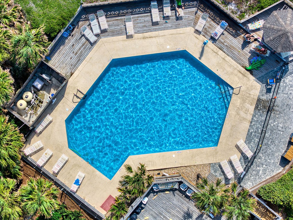 Aerial view of Gulf front pool