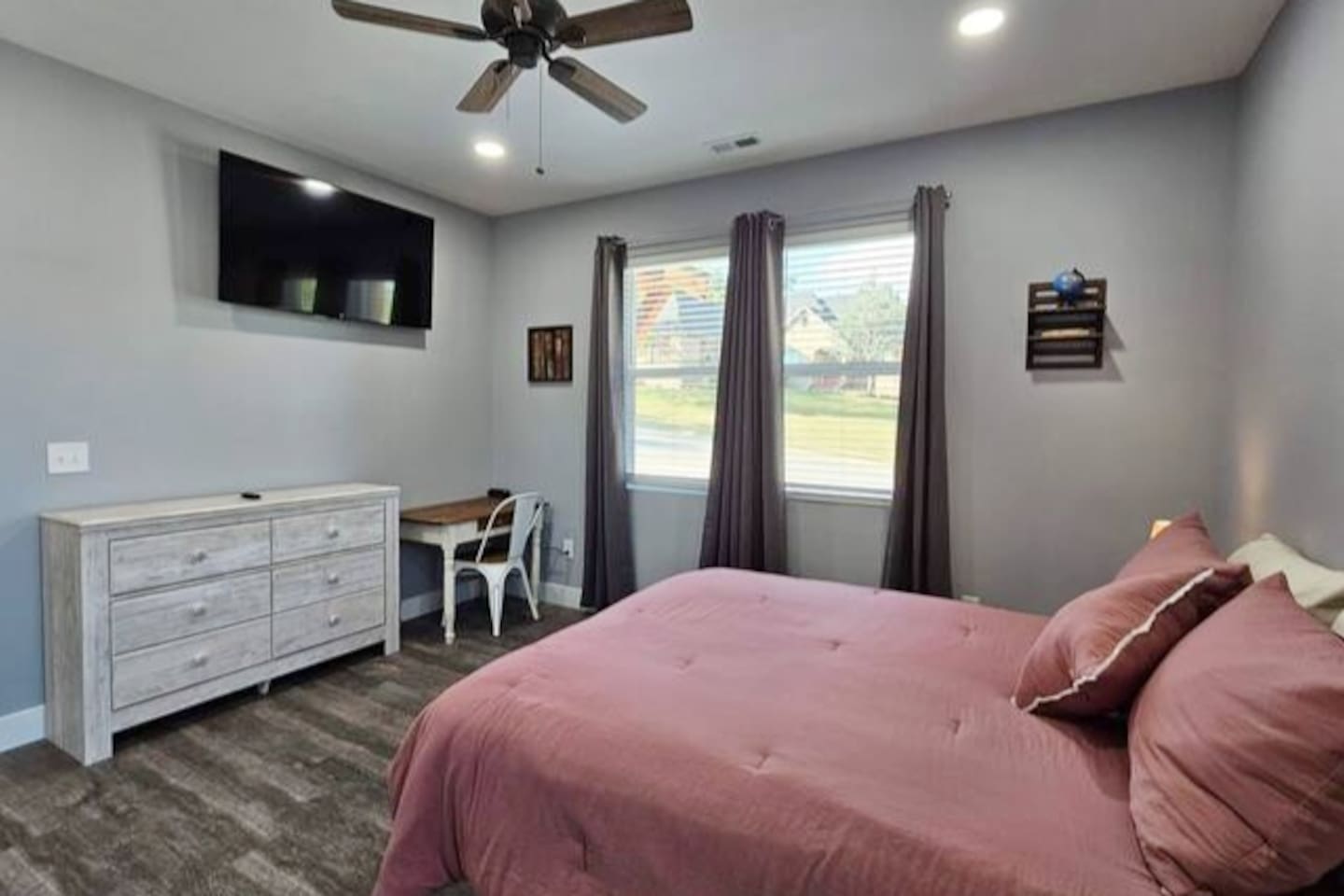 Perfect Queen suite for couples or additional guests with private workspace.