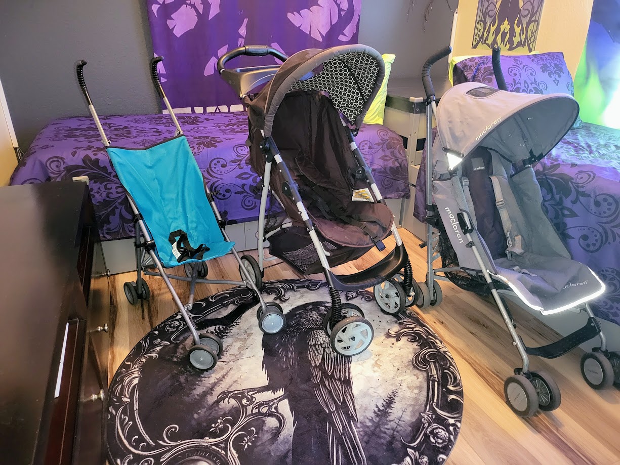 Got little villains?  We got you:  Multiple strollers to choose from. High Chair. Booster seat. 2 Pack & Plays. Bed rails. Child safety lock on the front door.