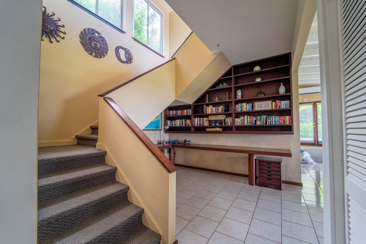 Stairway leading upstairs (view from ground level)