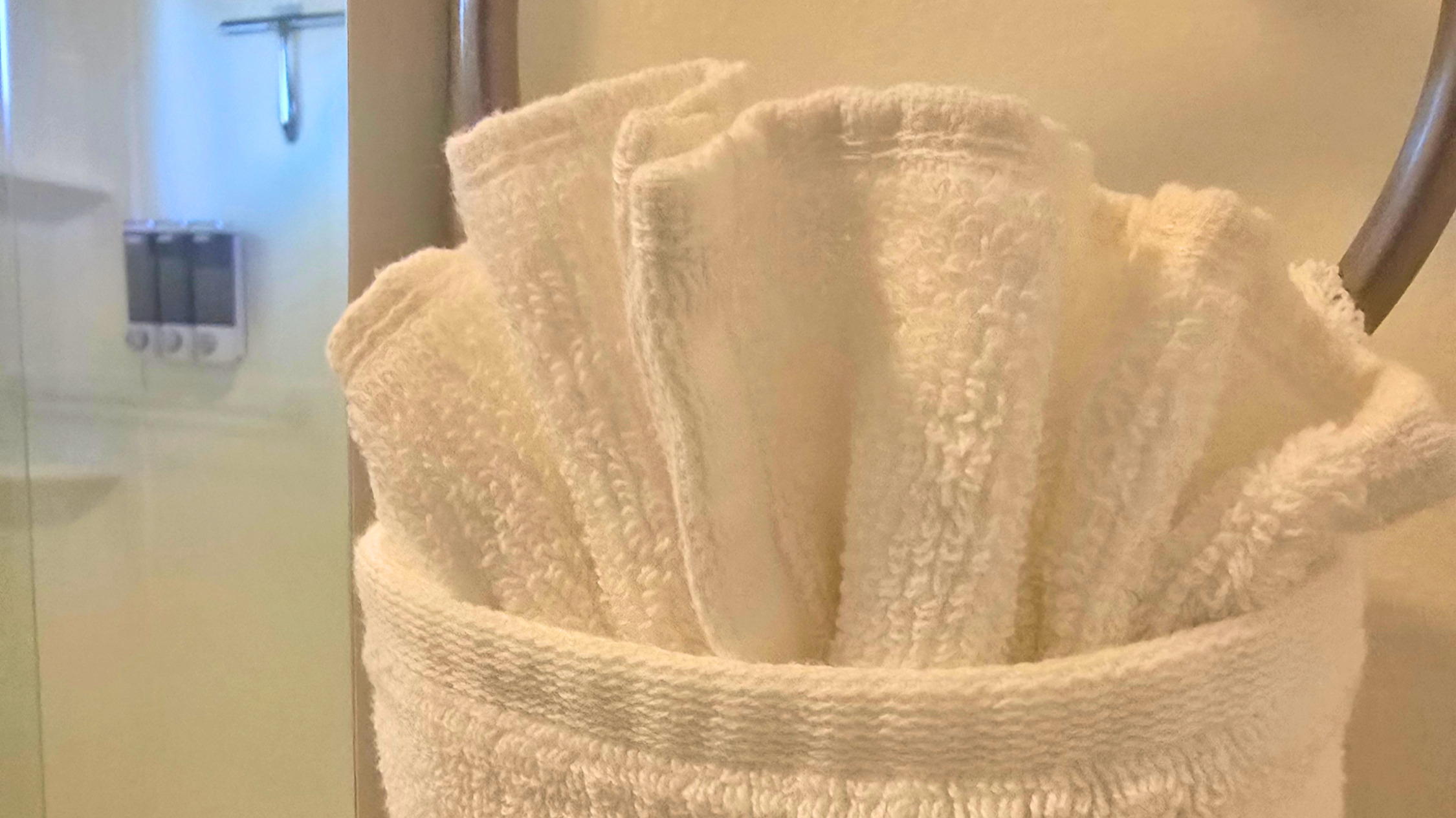 Fresh towels provided for every guest.
