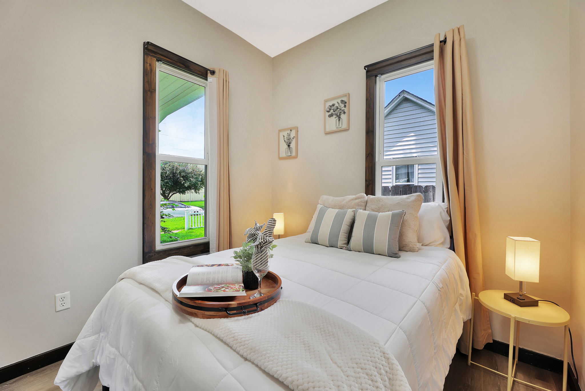 Full sized bed in front bedroom