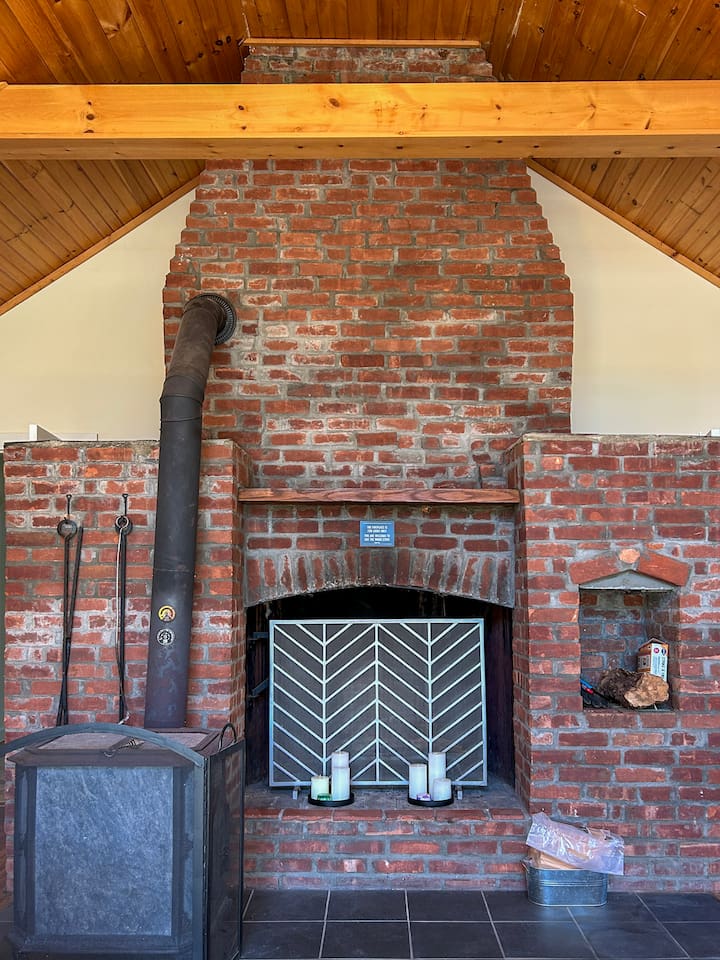 The fireplace is not available for guest use, but you are welcome to use the Vermont soapstone wood burning stove