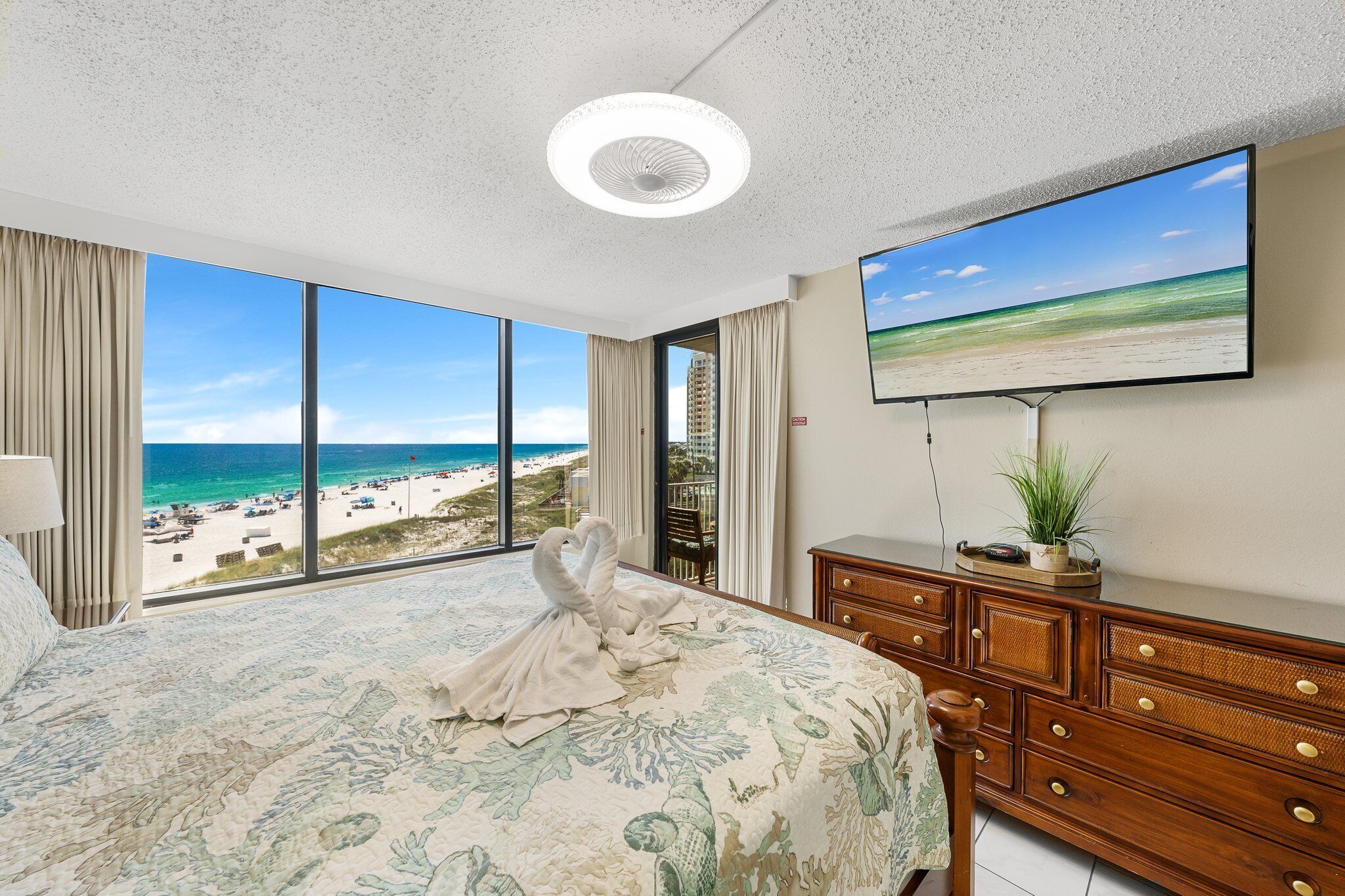 King size bed with an amazing view