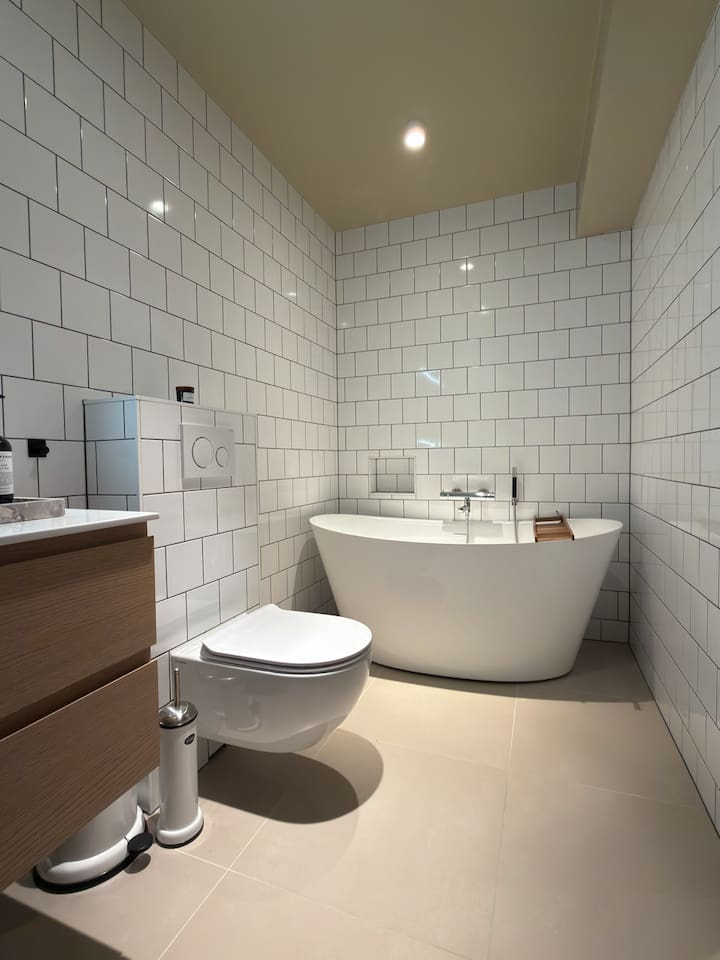 Enclosed bathroom for one of the bedrooms