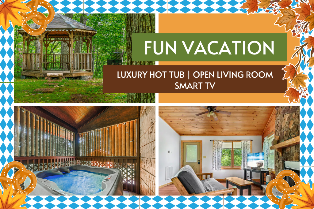 Soak outside or relax inside—luxury hot tub meets cozy entertainment space.