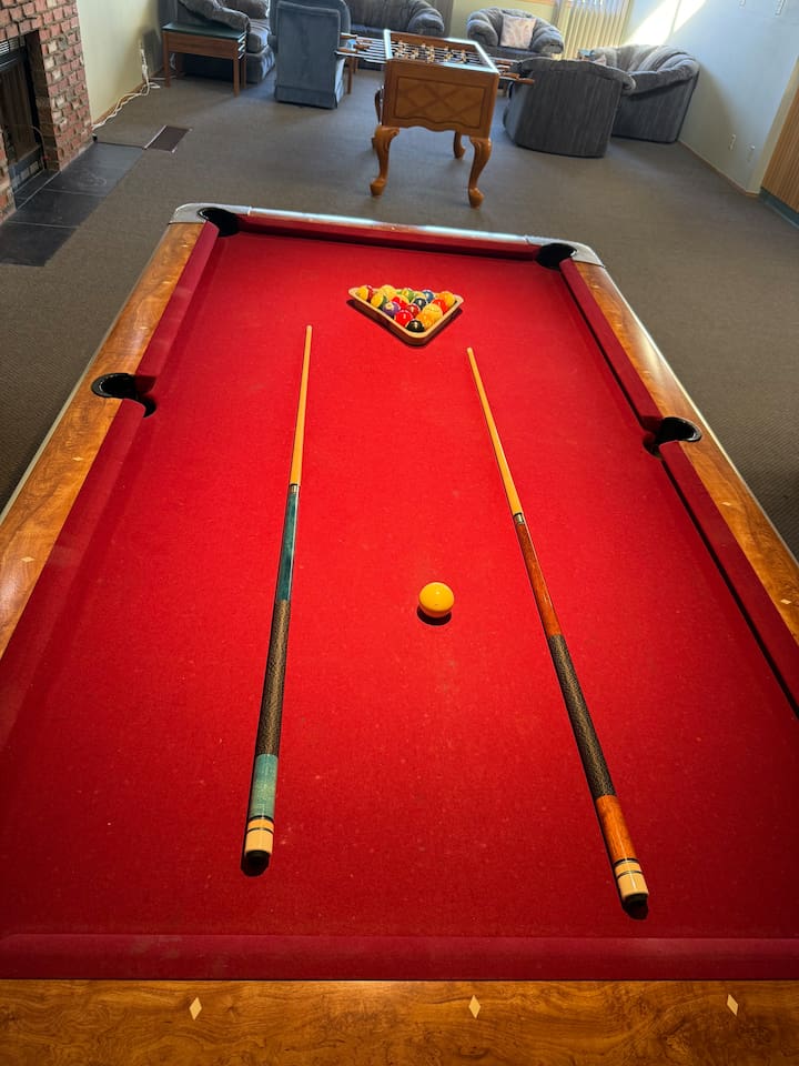 Billiards anyone? The pool table is located in the shared clubhouse.