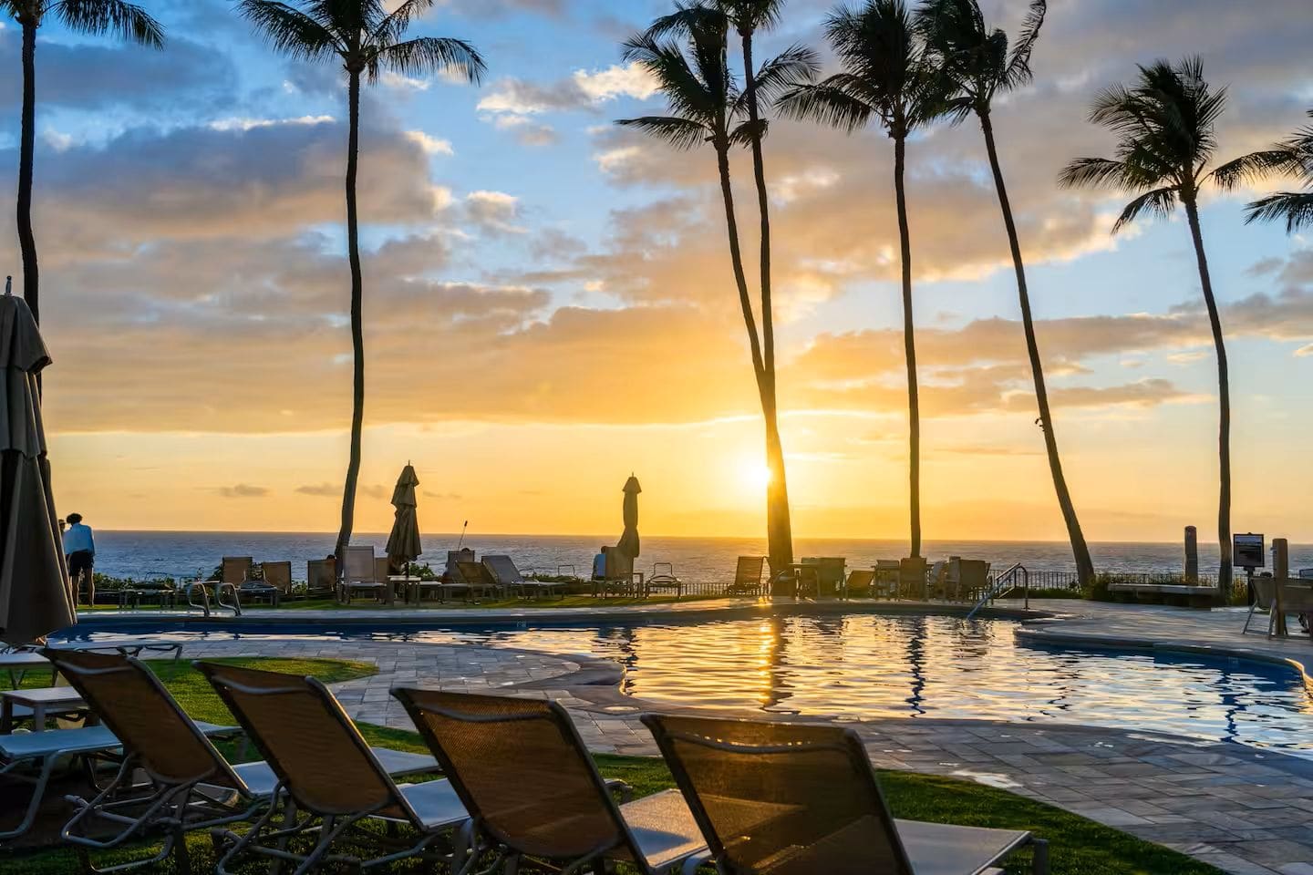 Sunset from the main pool. It can't be beat!