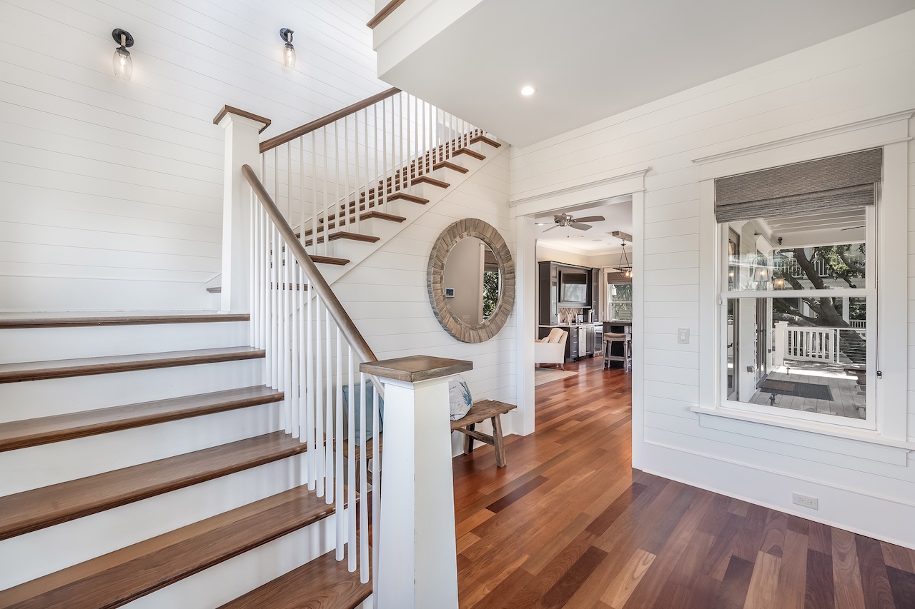 Main stariwell at entrance Shore Thing | 4001 Palm Blvd | Isle of Palms, SC | IOP Escapes