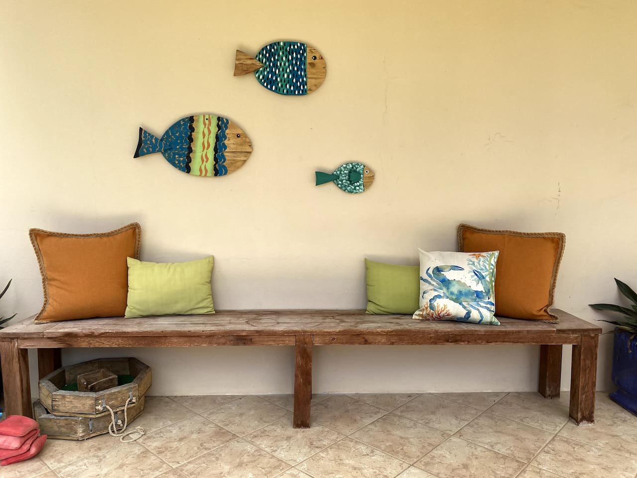 Have a seat! Watch your friends/family play corn hole or giant jenga.