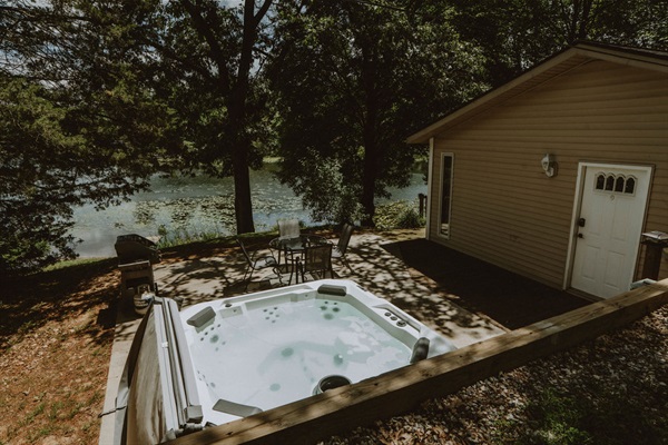 Hot tub and view of the lake