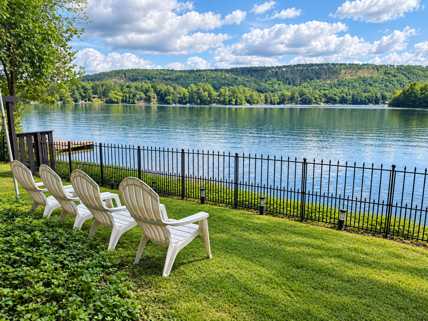 Goodyear Boathouse outdoor seating with wonderful views of the lake.