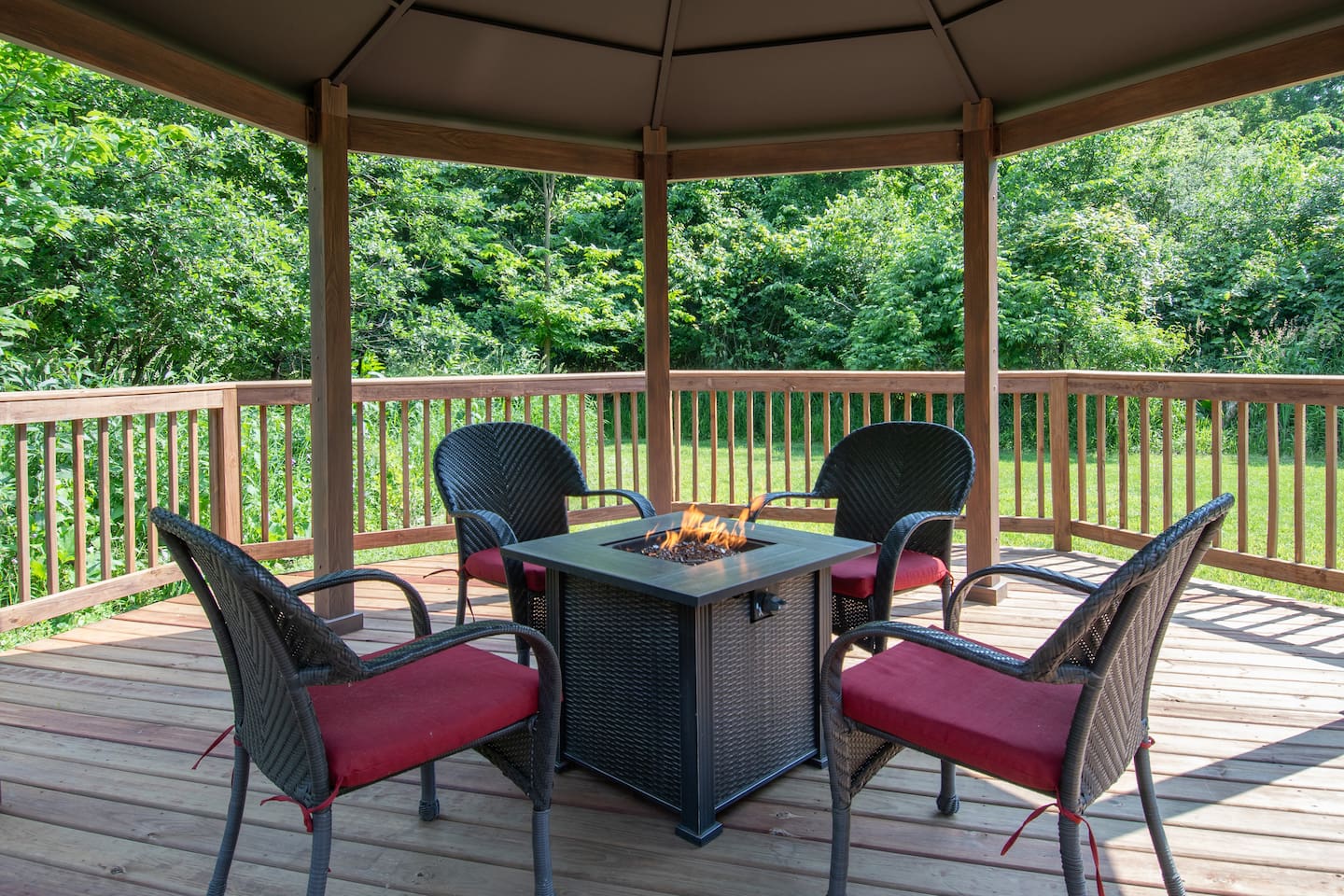 Unwind by the fire table.