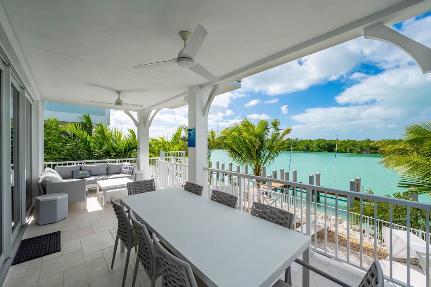 Large dining table on balcony