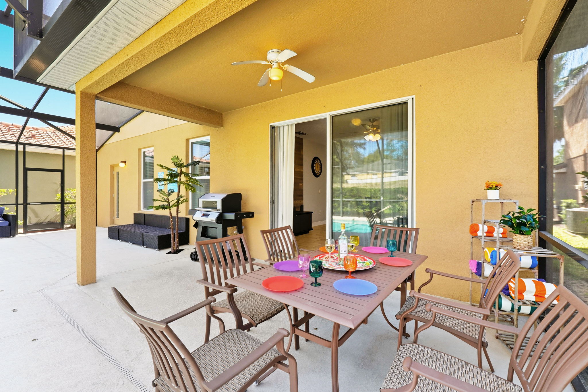 Outdoor lounge area. Shaded seating for the ultimate poolside relaxation.
