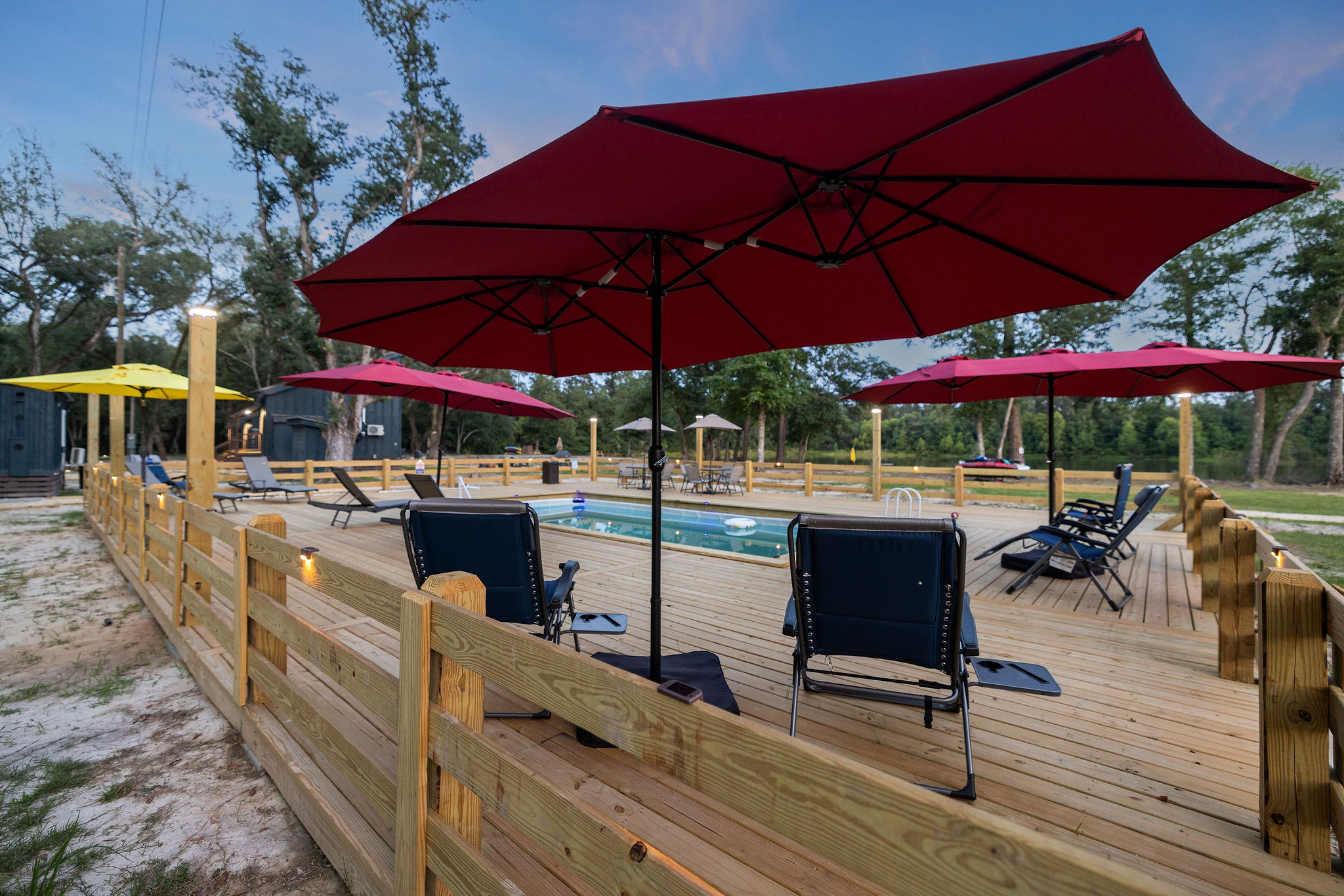 Shared Pool with Large Deck over looking 6 acre Lake