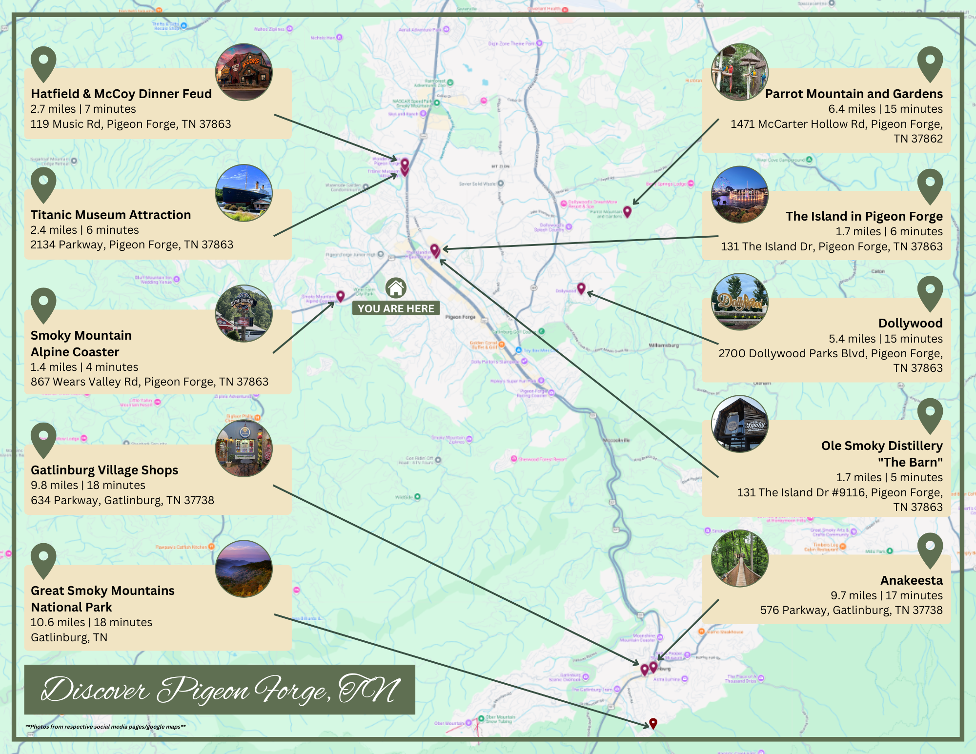 Our cabin sits in the heart of Pigeon Forge, with many top attractions only 1–2 miles away.  Enjoy quick access to dinner shows, dining, shopping, and family fun, while still enjoying mountain views and a peaceful place to relax when you return home!