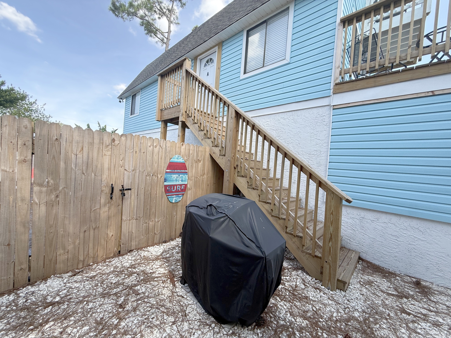 Grill in the side yard