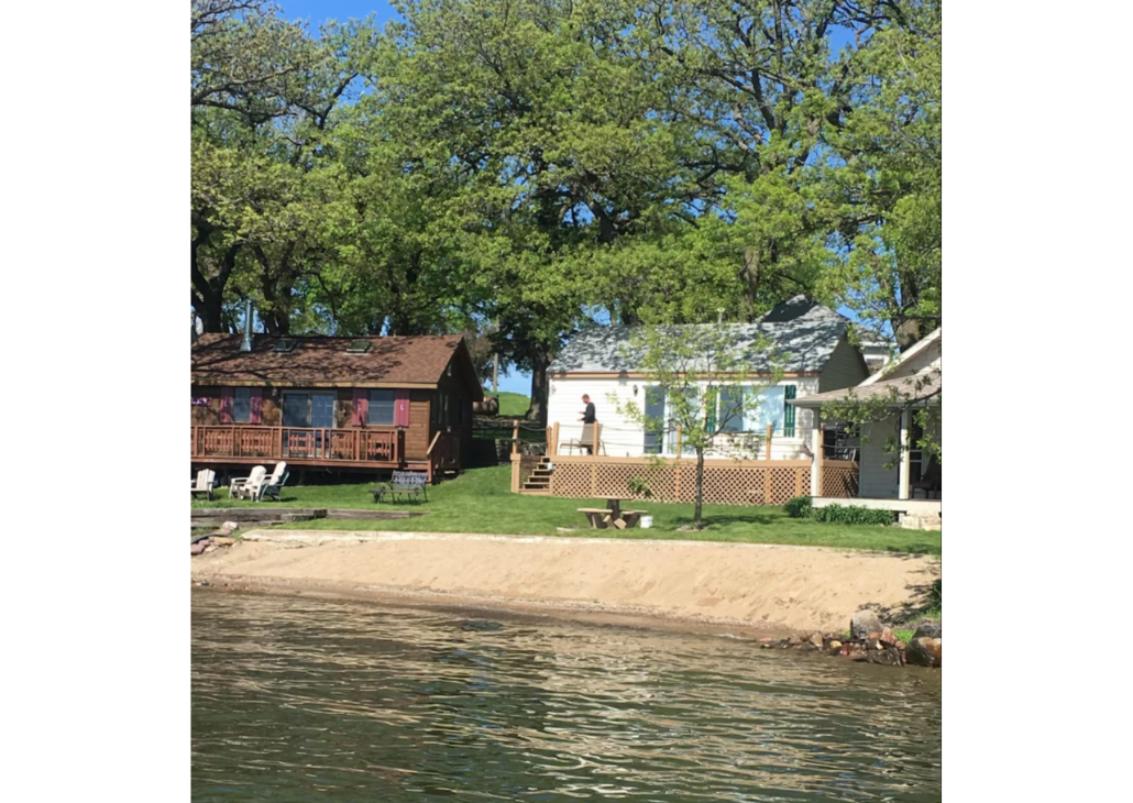 Exterior of the lakeside cabin
