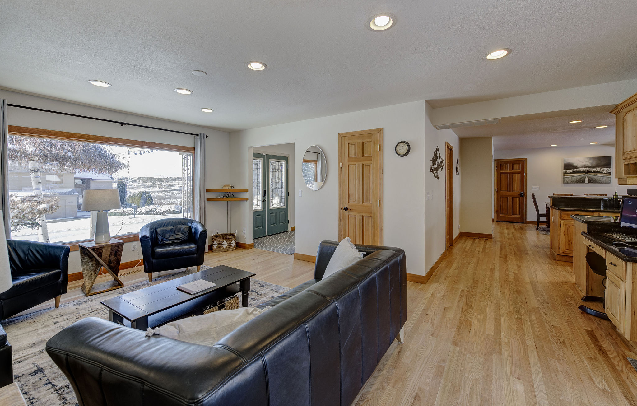 Family Room looking towards the kitchen and entrance.