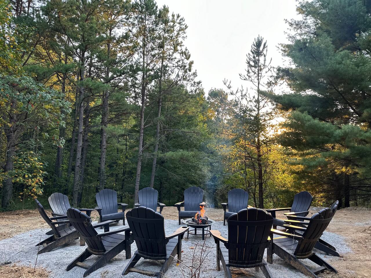 Classic campfire memories. Our firepit features comfortable seating for 10, making it the ideal gathering spot for s'mores and conversation under the Hoosier National Forest sky.