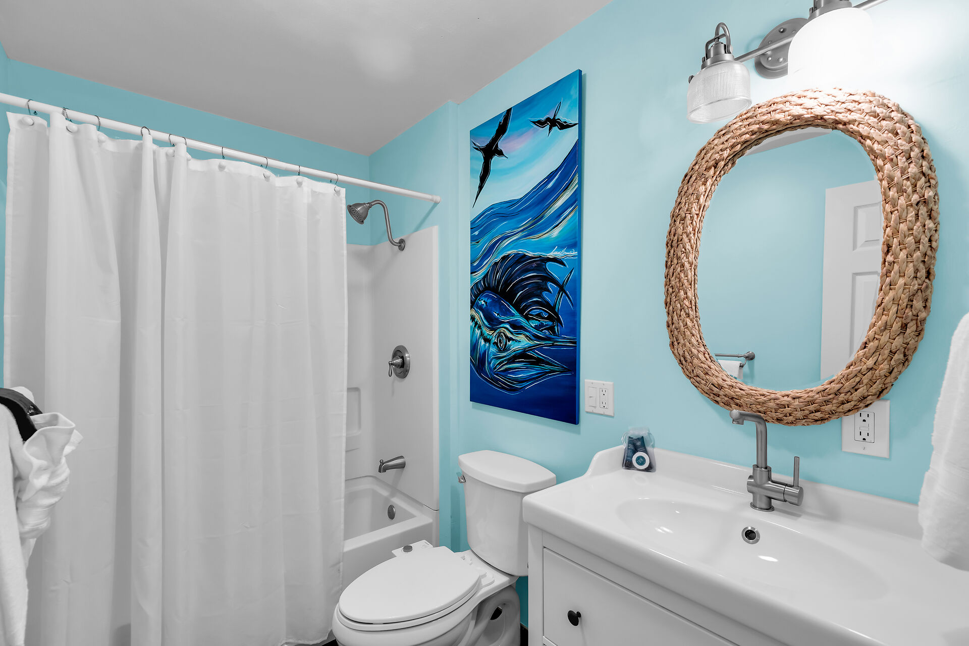 Guest bathroom upstairs with bathtub