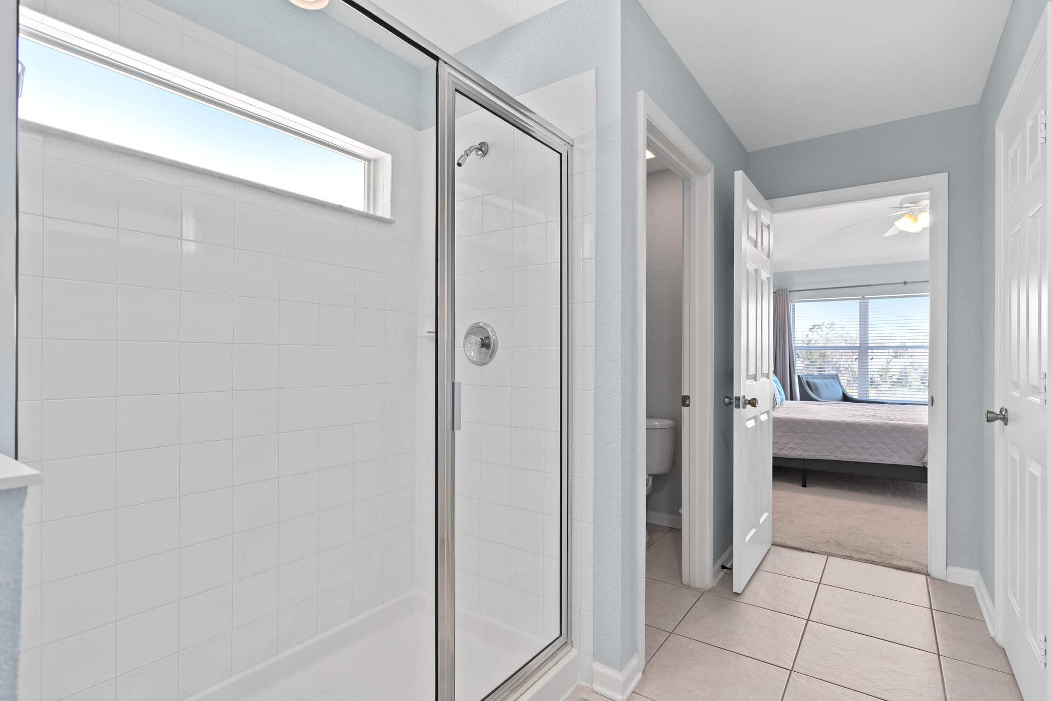 Upstairs ensuite with shower and soaker tub