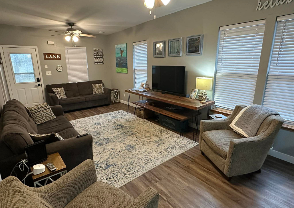 Open living room with plenty of seating.