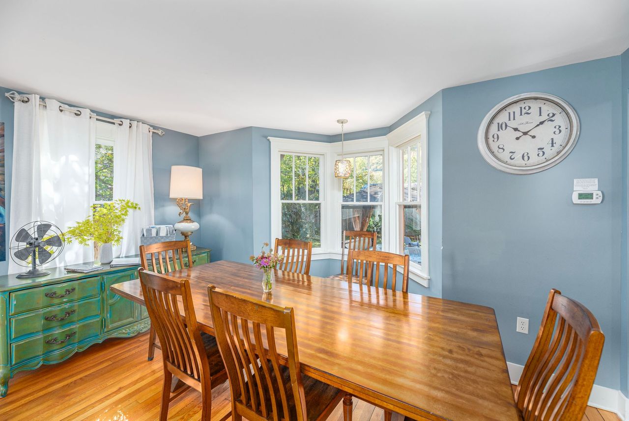 Large table (seats 8) for dining and playing games.