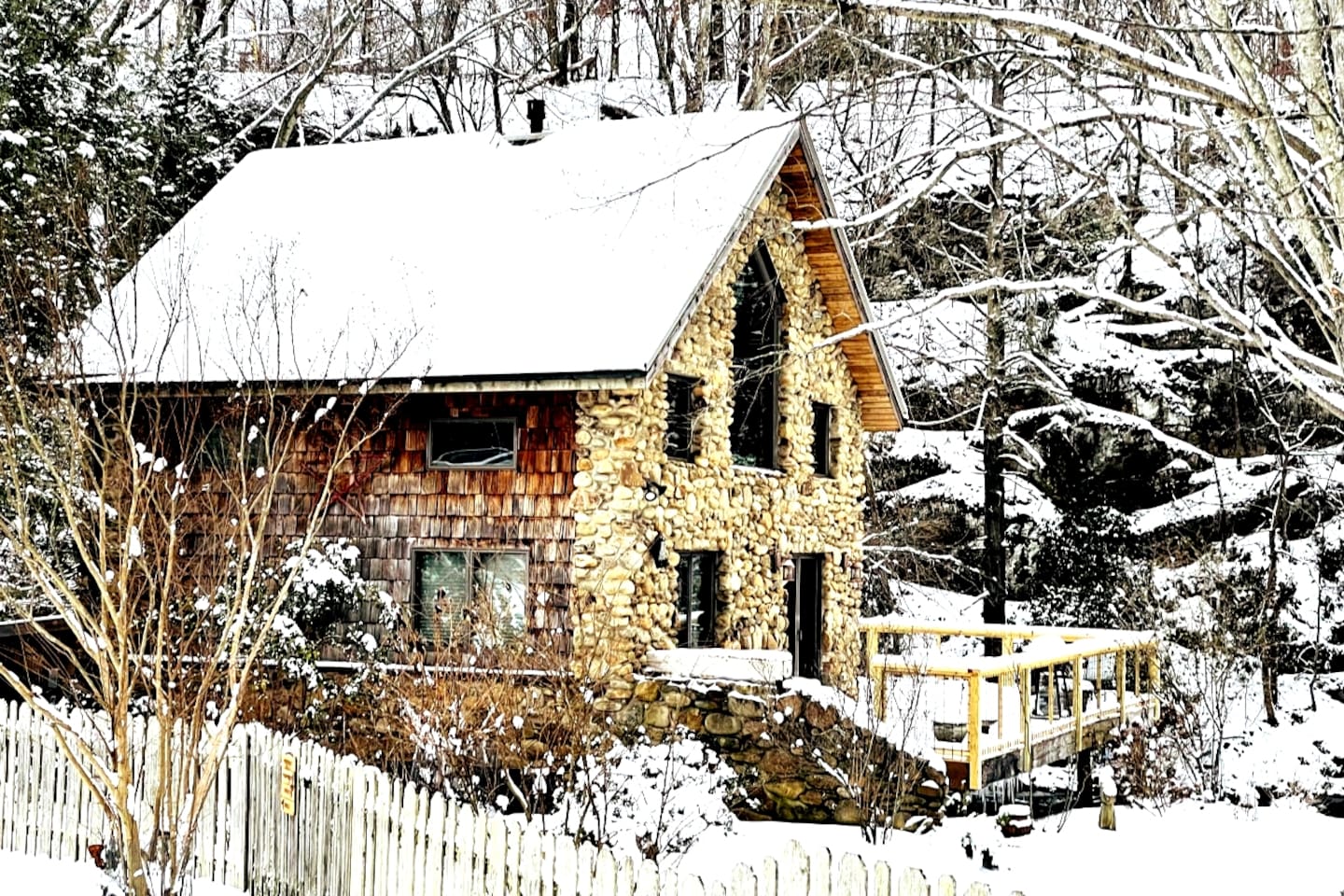Stone Cottage wrapped in a January Snow
