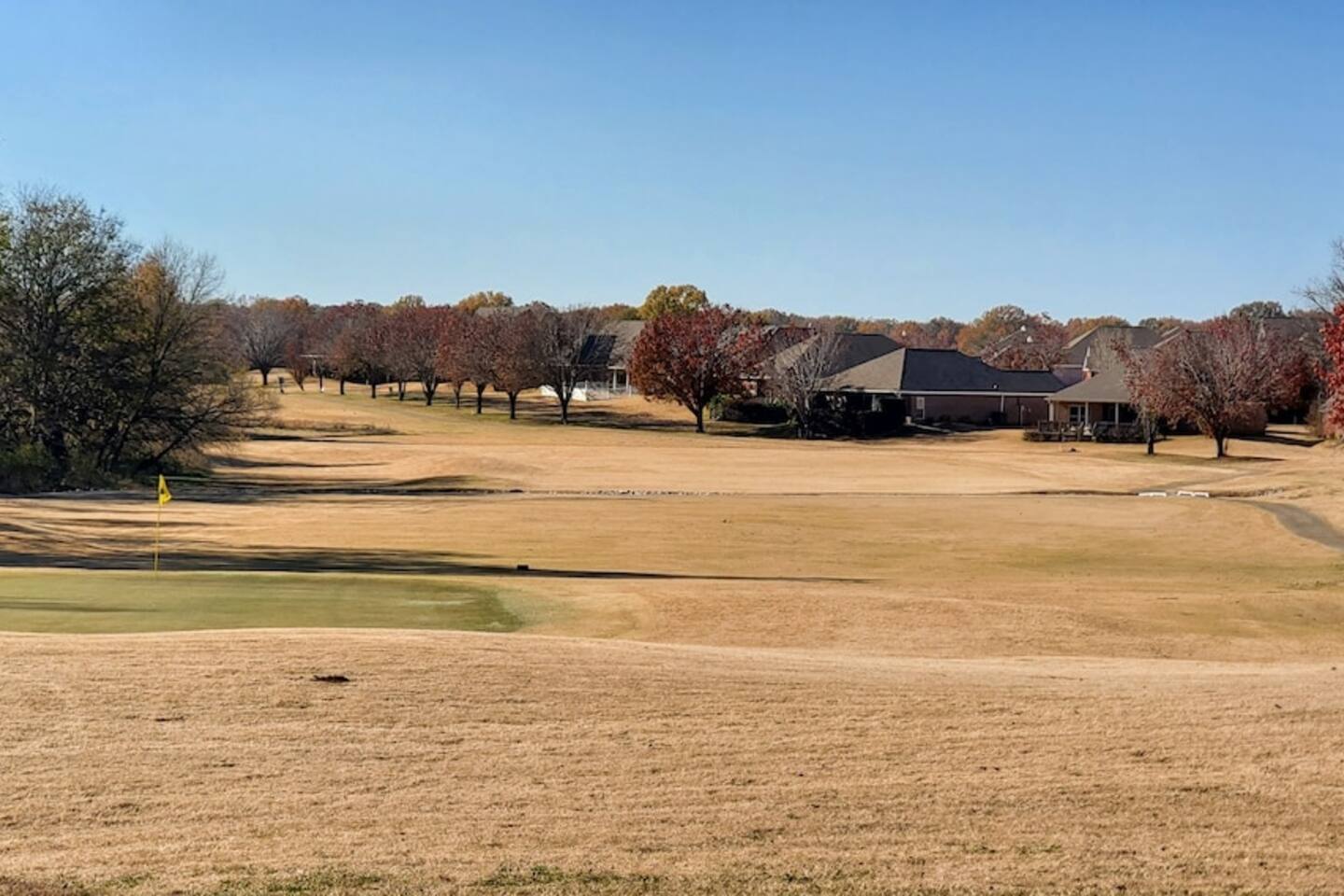 View from courtyard/patio. Just steps to the golf course.
