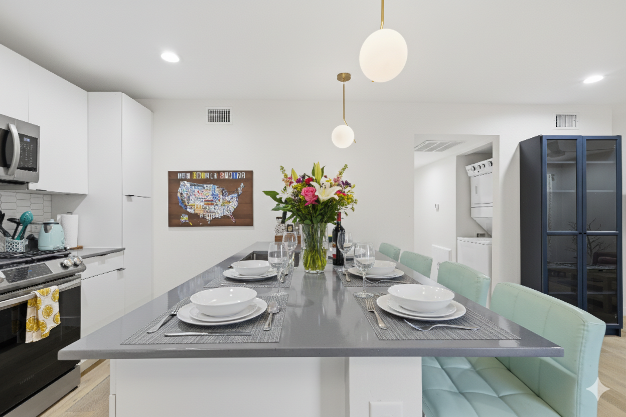 fully stocked gourmet kitchen