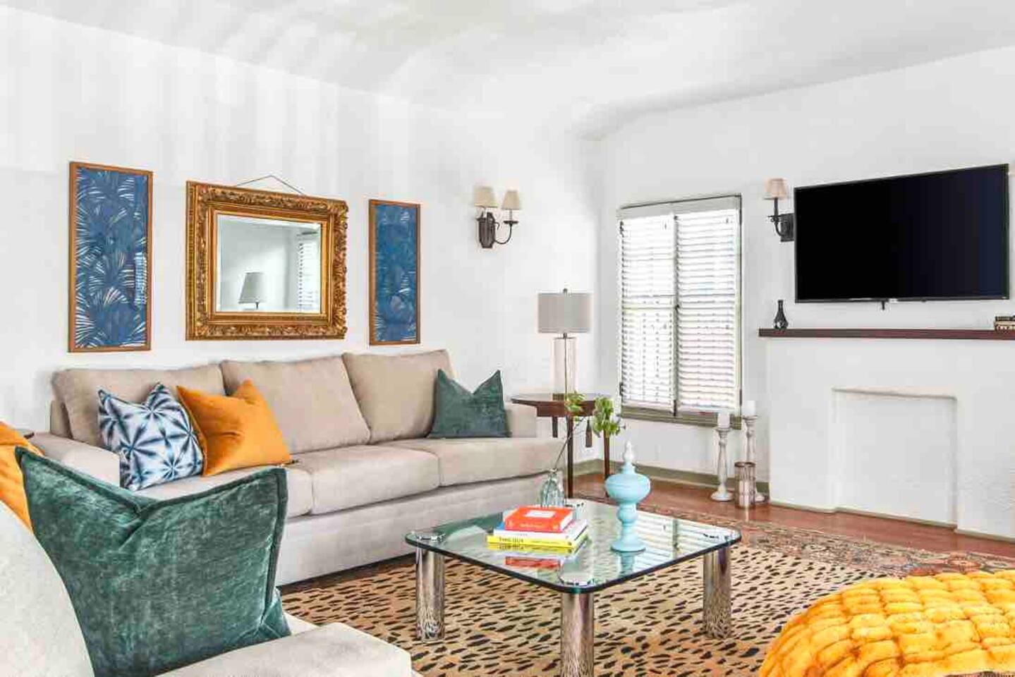 The sofas and comfortable furnishings provide plenty of space for up to four guests