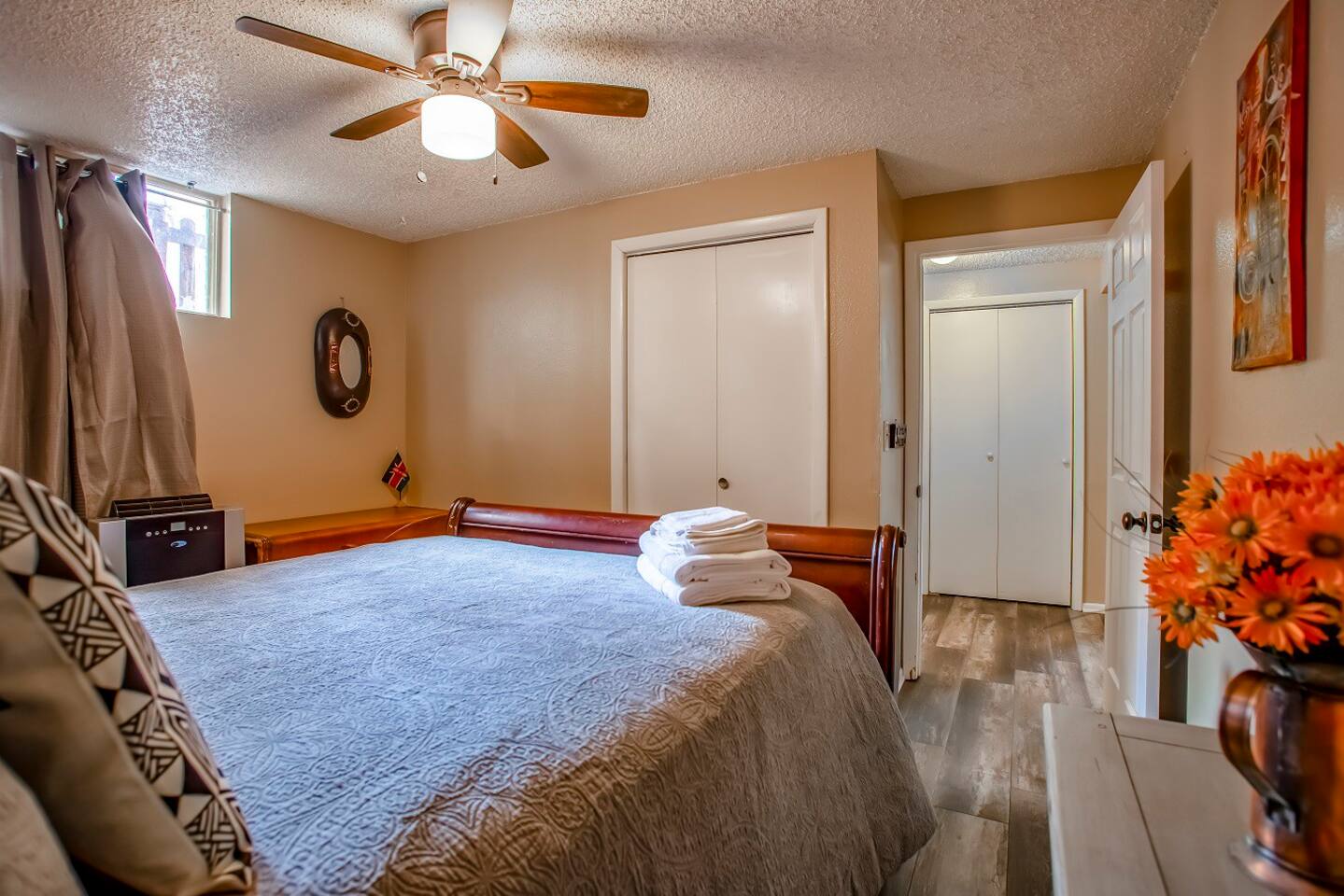 Bedrooms have closets that provide ample storage.