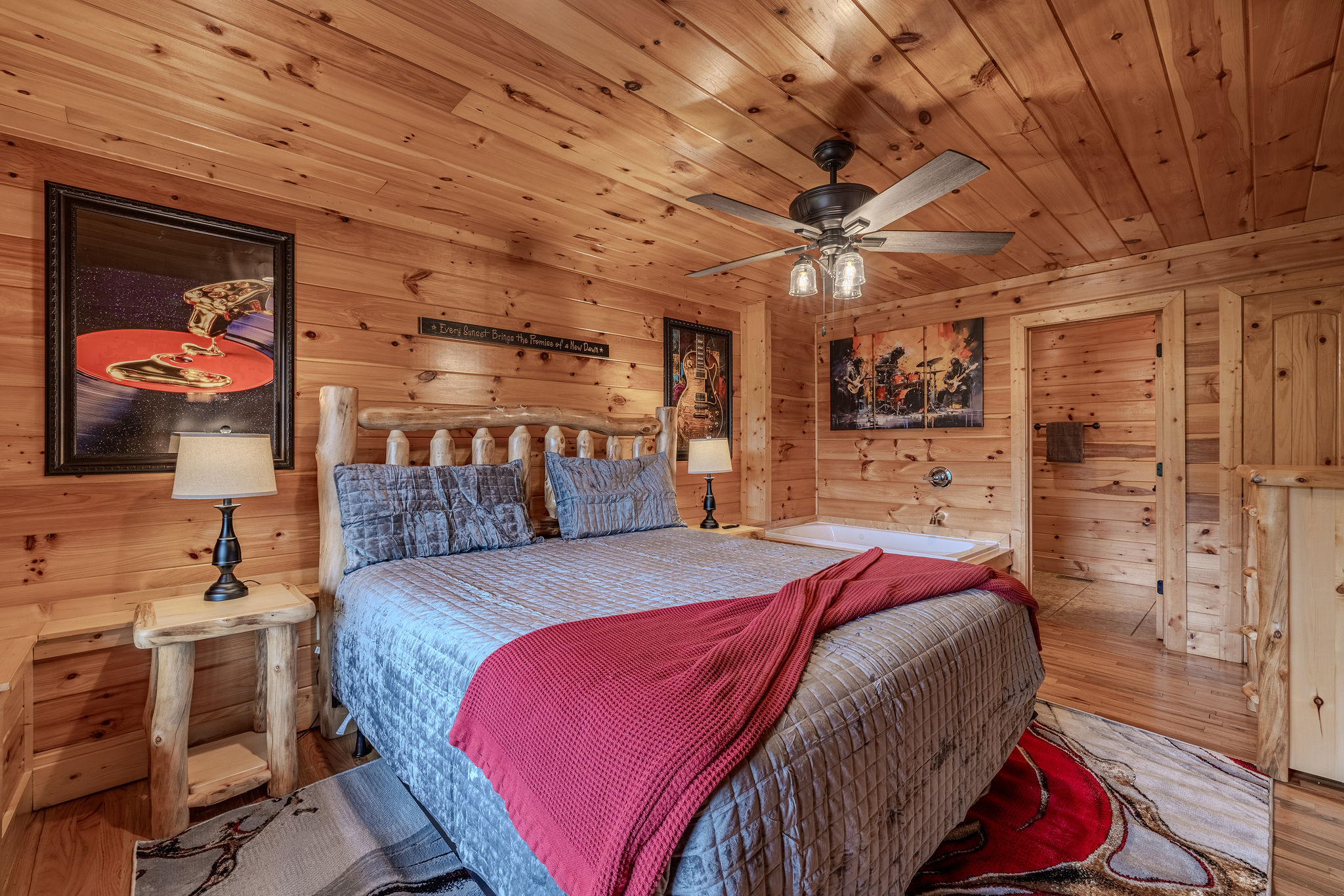 This suite carries the deeper, richer side of the cabin’s music-inspired style.