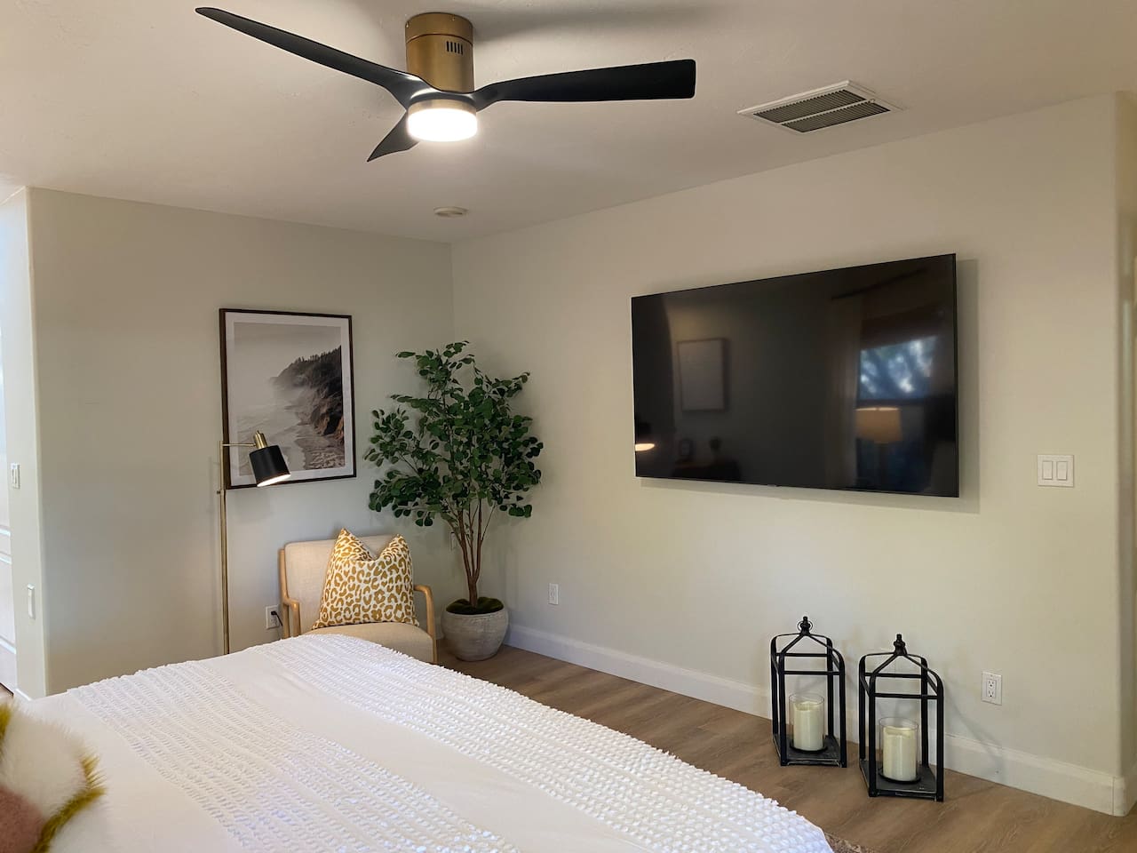 King suite with ensuite bath and scenic morning light