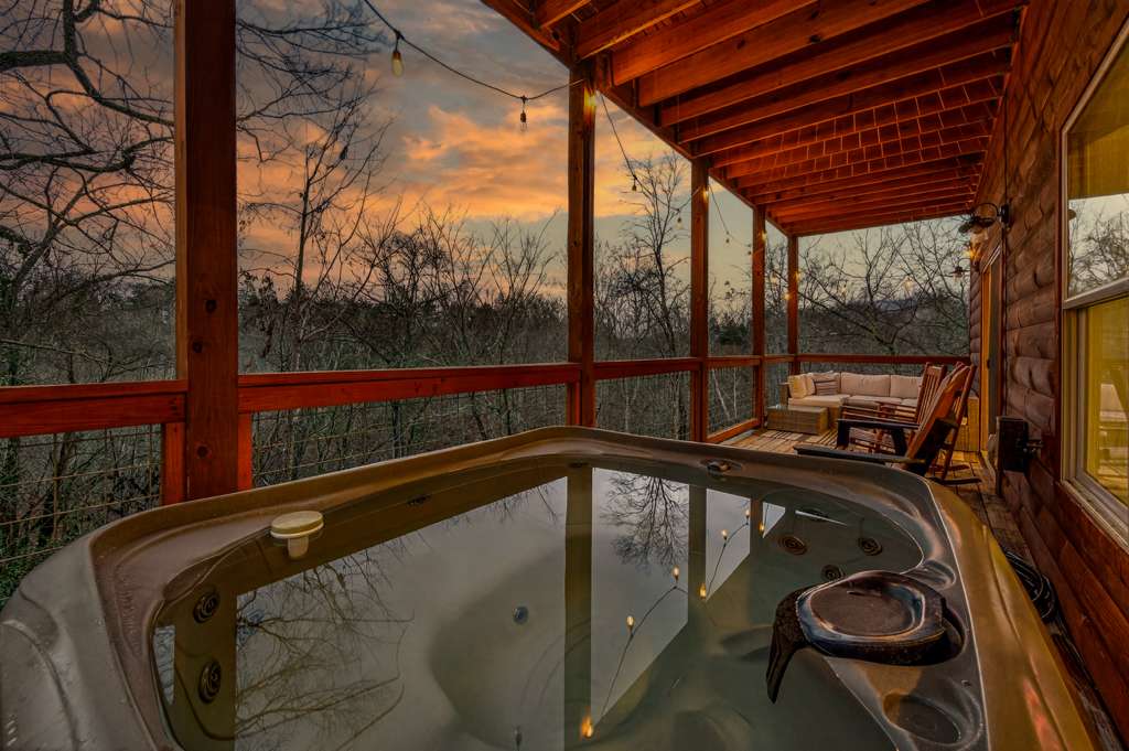 Relax and soak under the stars in your private hot tub.