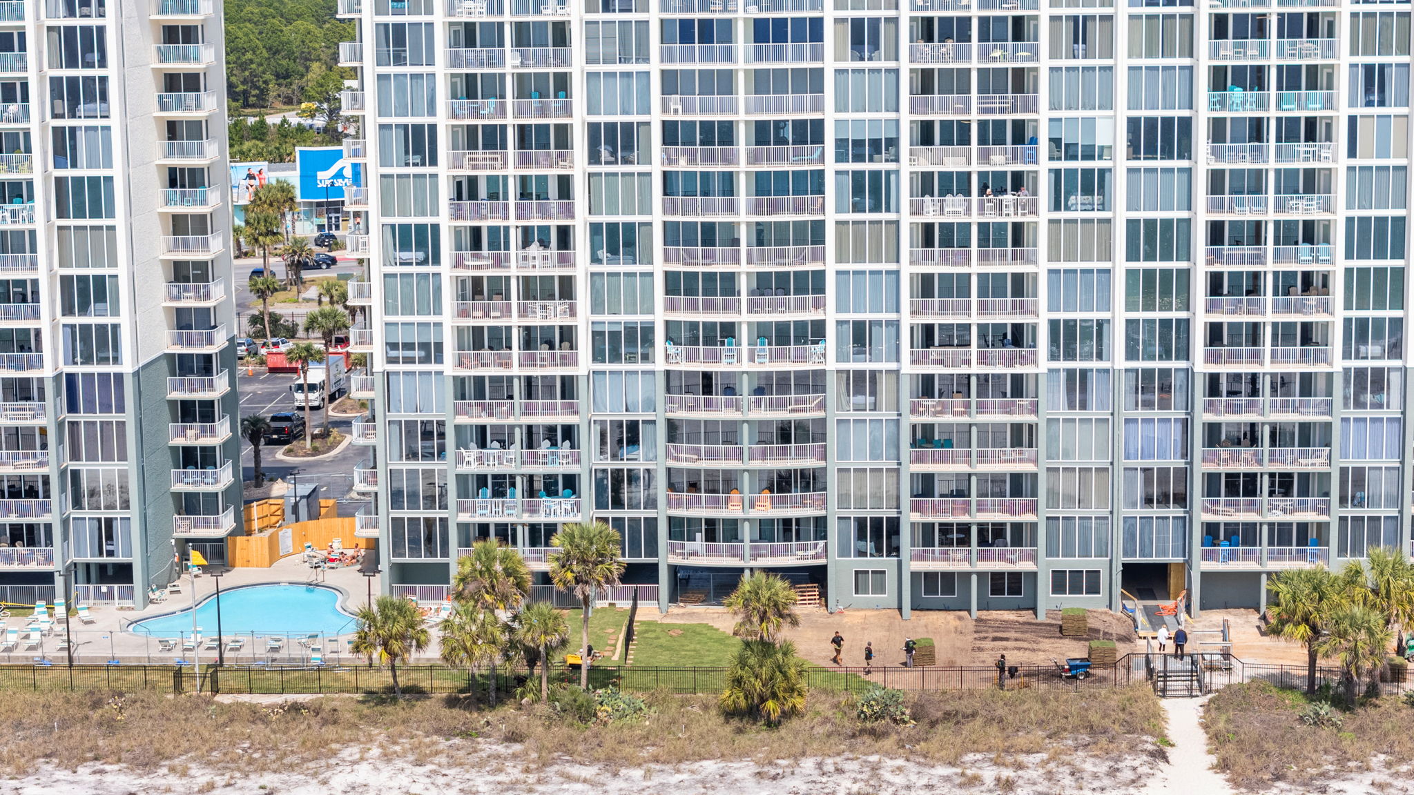 From the water looking back at Long Beach Resort Tower 1