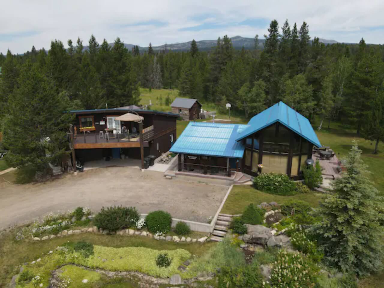 Aerial view of cabin