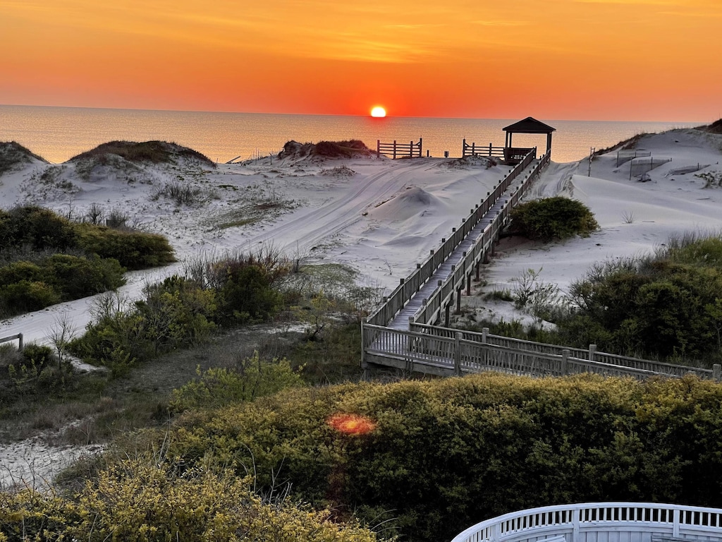 Oceanfront Sunrise — Golden Hour on the Hemingway Estate Deck | Ceremony Backdrop & Cocktail Hour Views | Corolla 4x4, OBX