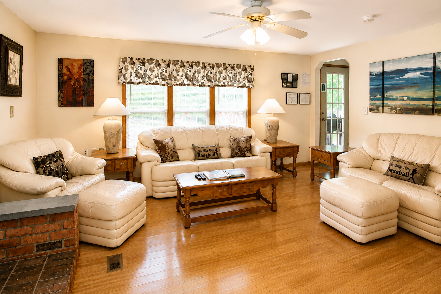 Living Room - spacious one-level home with leather furniture