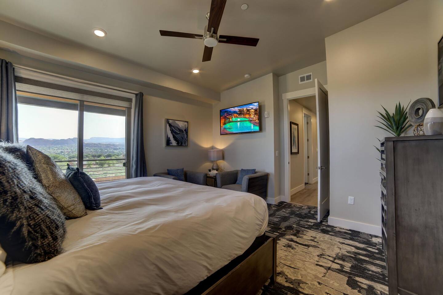 Gorgeous master with private balcony and views