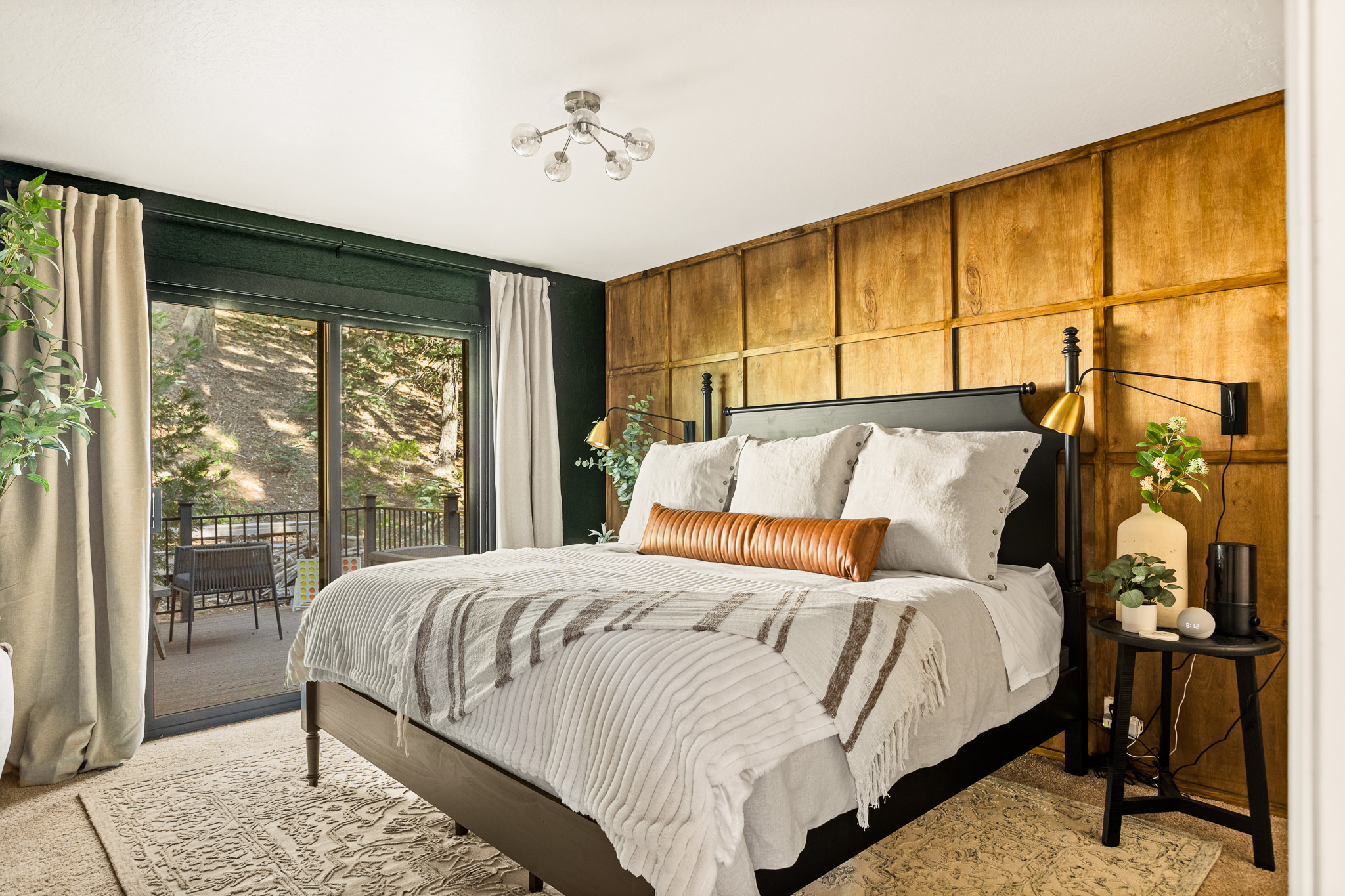 Just off the main bedroom upstairs with a private entrance to the deck, enjoy this luxurious and comfortable bedroom!