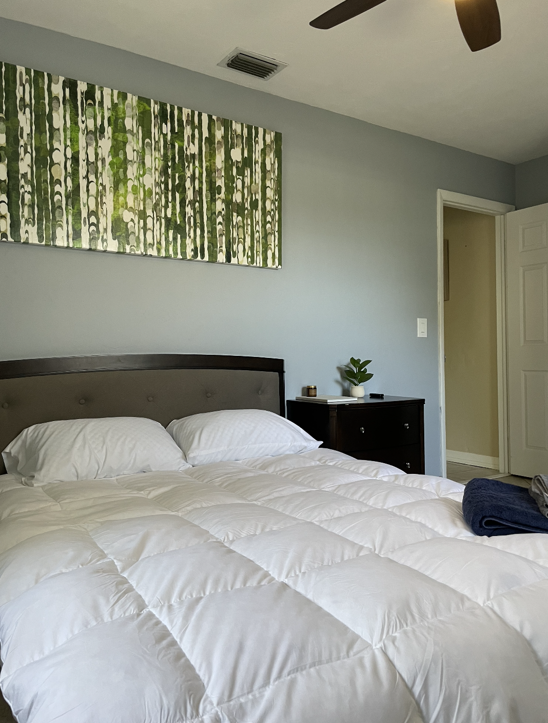 The third bedroom is located in the front of the house next to the restroom in the hallway immediately next door.