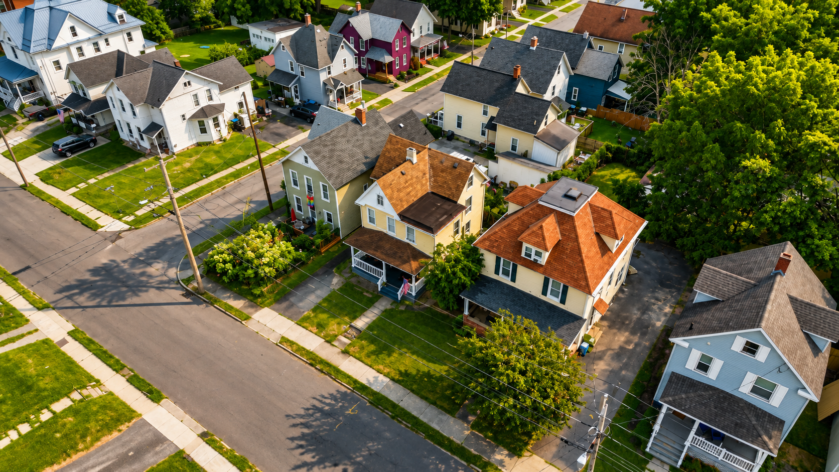 Aerial view of the surrounding residential streets
