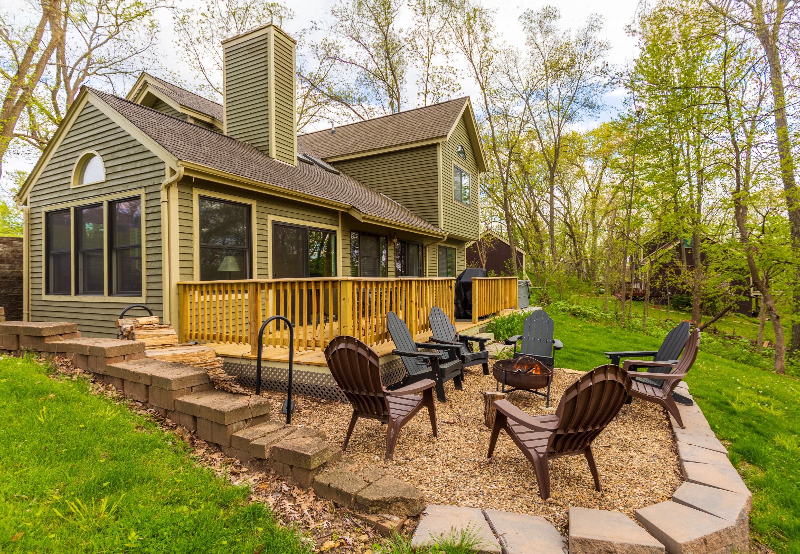 Backyard featuring a fire pit -- perfect for cool nights