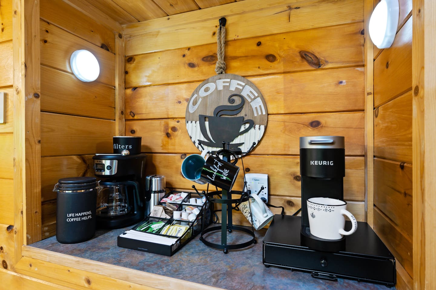 COFFEE!!  Need we say more?  Oh, and tea.  And hot chocolate.