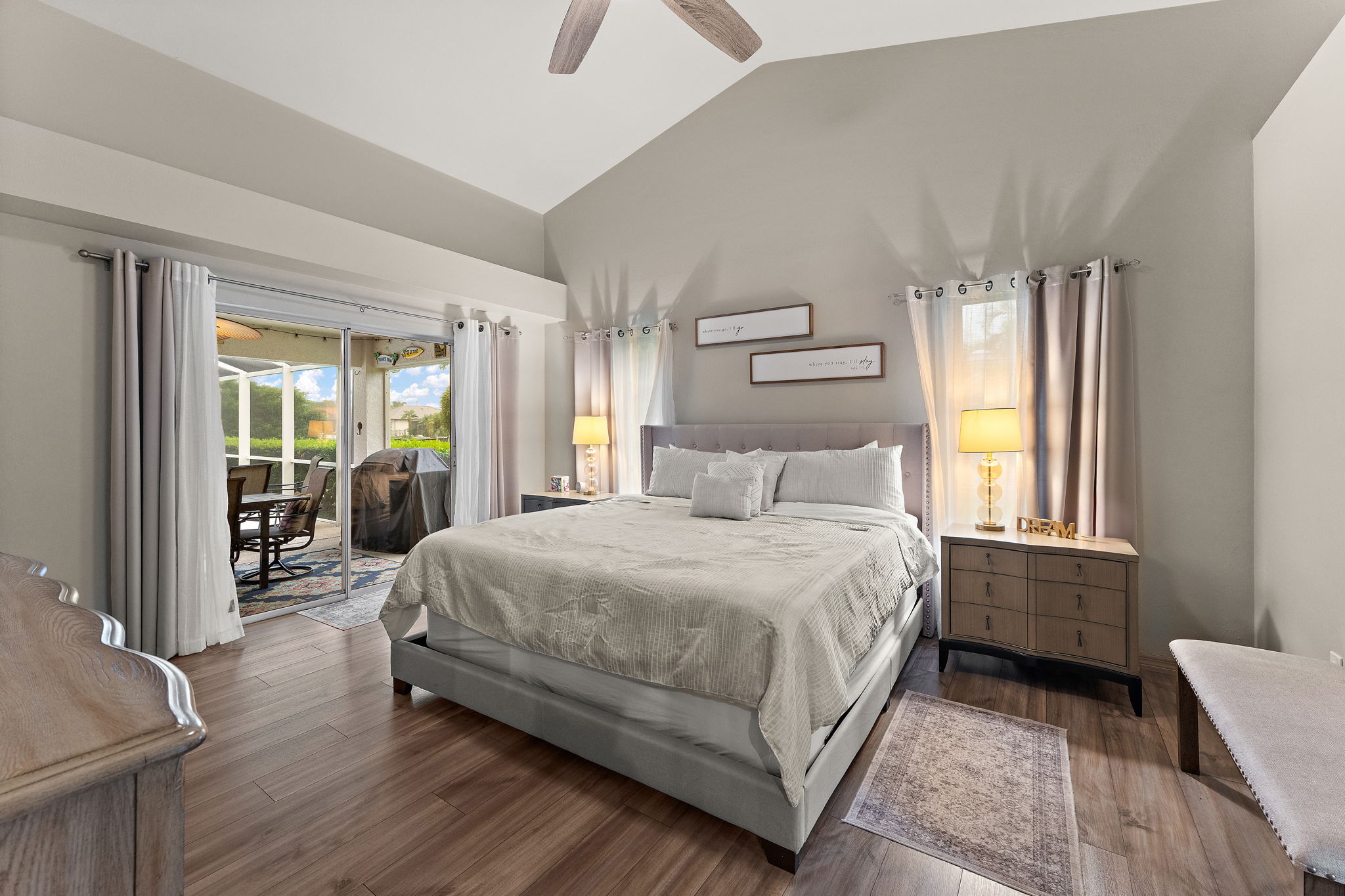Primary bedroom with private bath and walks out to the lanai